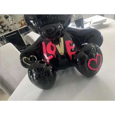 Lampa stołowa BEAR BLACK PINK z abażurem