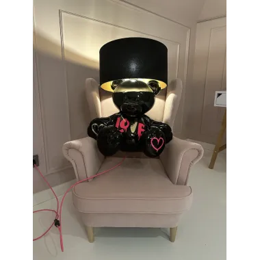 Lampa stołowa BEAR BLACK PINK z abażurem