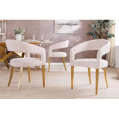 Invicta Krzesło BOUTIQUE beżowa tkanina strukturalna ze złotymi nogami / 45923