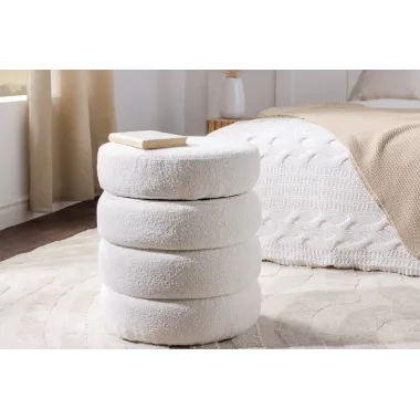 Invicta Pufa VOQUE bouclé kremowo-biała 50cm / 43524