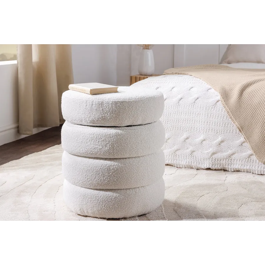 Invicta Pufa VOQUE bouclé kremowo-biała 50cm / 43524