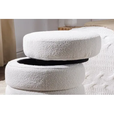 Invicta Pufa VOQUE bouclé kremowo-biała 50cm / 43524