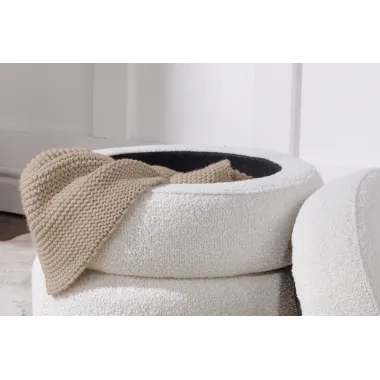 Invicta Pufa VOQUE bouclé kremowo-biała 50cm / 43524