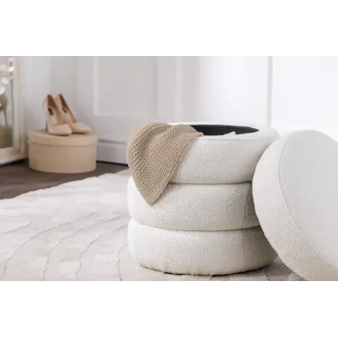 Invicta Pufa VOQUE bouclé kremowo-biała 50cm / 43524