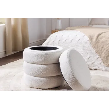 Invicta Pufa VOQUE bouclé kremowo-biała 50cm / 43524