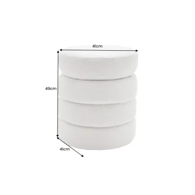 Invicta Pufa VOQUE bouclé kremowo-biała 50cm / 43524