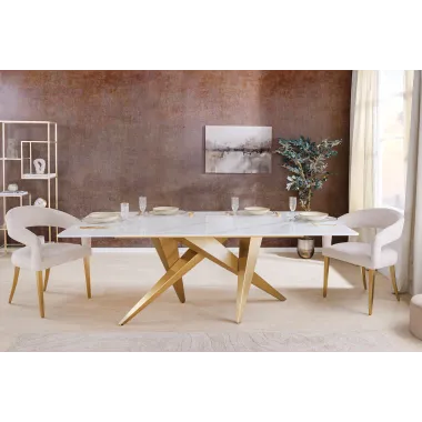 Invicta Stół do jadalni ART LIVING ceramiczny optyka białego marmuru 200cm / 462023