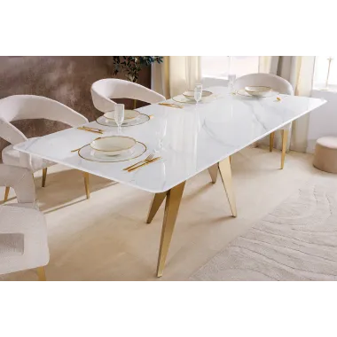 Invicta Stół do jadalni ART LIVING ceramiczny optyka białego marmuru 200cm / 462023