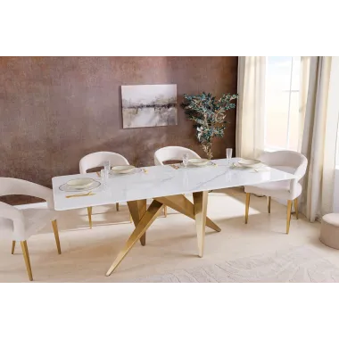 Invicta Stół do jadalni ART LIVING ceramiczny optyka białego marmuru 200cm / 462023