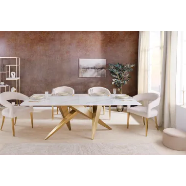 Invicta Stół do jadalni ART LIVING ceramiczny optyka białego marmuru 200cm / 462023
