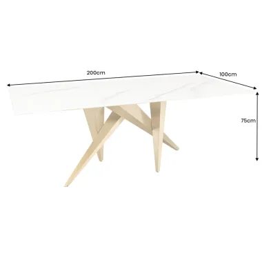 Invicta Stół do jadalni ART LIVING ceramiczny optyka białego marmuru 200cm / 462023