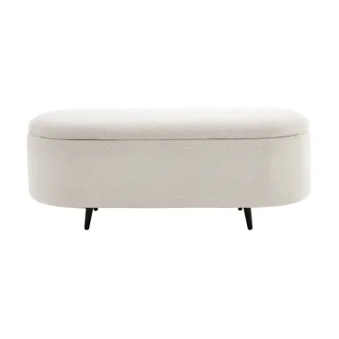 Invicta Ławka do siedzenia VOQUE kremowo-białe bouclé 110cm / 45255