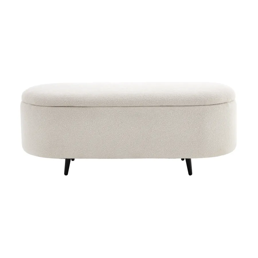 Invicta Ławka do siedzenia VOQUE kremowo-białe bouclé 110cm / 45255