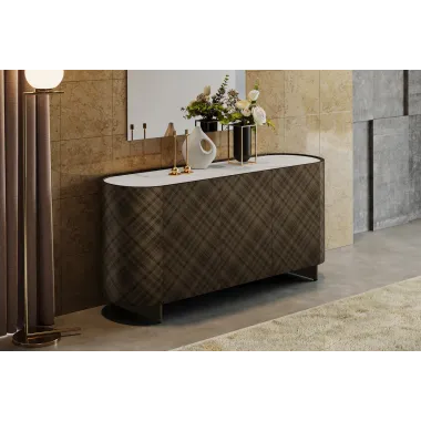 Invicta Komoda REFLECTION efekt 3D brąz z blatem w optyce marmuru 150cm / 46502
