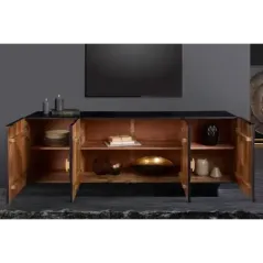 Invicta Komoda GOLDEN SUNSET czarne złoto z drewna mango 3D 177cm / 44525