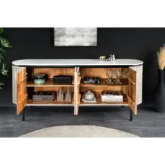 Invicta Komoda ADLON mango szare marmurowy biały blat 170cm / 44154