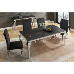 Invicta MODERN BAROCK Stół do jadalni optyka czarnego marmuru 180cm / 44366
