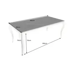 Invicta MODERN BAROCK Stół do jadalni optyka czarnego marmuru 180cm / 44366