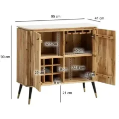 Wohnling Komoda na wino z elementami lameli akacja 95cm / WL7.156