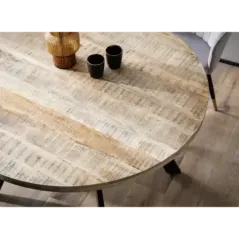 Invicta Iron Craft stół do jadalni okrągły naturalne Mango 120cm / 39584