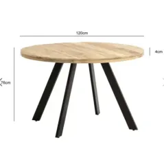 Invicta Iron Craft stół do jadalni okrągły naturalne Mango 120cm / 39584