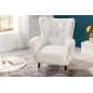 Invicta Fotel uszak DON białe bouclé 88cm / 45970