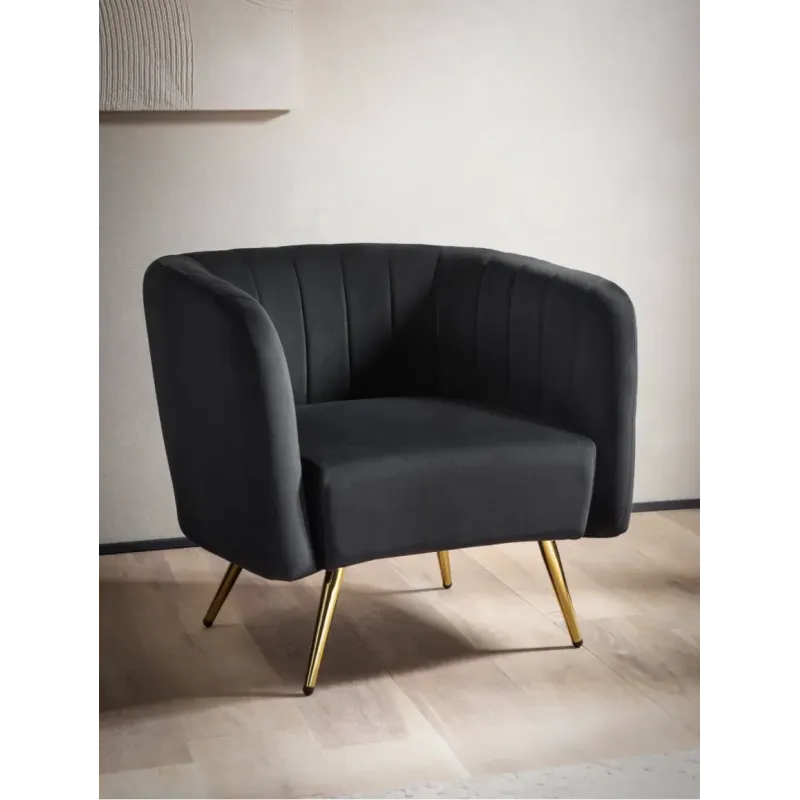 Wohnling Fotel tapicerowany CLUBSESSEL czarny aksamit 85cm / WL6.954 Wohnling Fotel tapicerowany CLUBSESSEL czarny aksamit 85cm / WL6.954