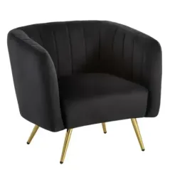 Wohnling Fotel tapicerowany CLUBSESSEL czarny aksamit 85cm / WL6.954