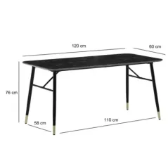 WOHNLING Stół do jadalni PARIS optyka czarnego marmuru 120x60x76cm / WL6.956