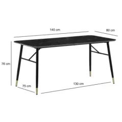 WOHNLING Stół do jadalni PARIS optyka czarnego marmuru 140x80x76cm / WL6.958