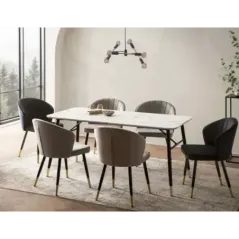 WOHNLING Stół do jadalni PARIS optyka białego marmuru 160x80x76cm / WL6.959