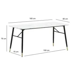 WOHNLING Stół do jadalni PARIS optyka białego marmuru 160x80x76cm / WL6.959