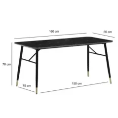 WOHNLING Stół do jadalni PARIS optyka czarnego marmuru 160x80x76cm / WL6.960