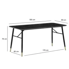 WOHNLING Stół do jadalni PARIS optyka czarnego marmuru 180x90x76cm / WL6.962