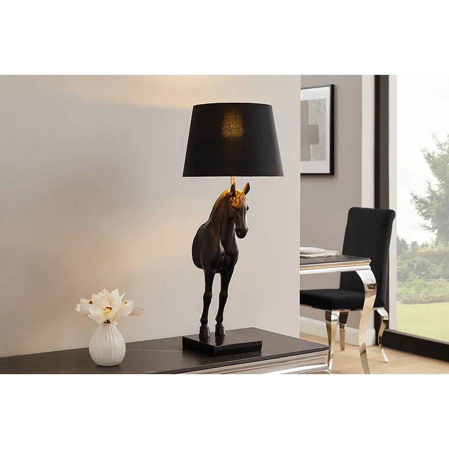 Invicta Lampa stołowa BLACK BEAUTY rzeźba konia 75cm / 45665