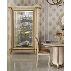 MELODIA Włoska witryna 2 drzwiowa z meandrem Versace 140cm / ArredoClassic