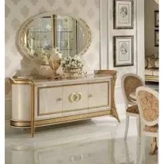 MELODIA Włoska witryna 2 drzwiowa z meandrem Versace 140cm / ArredoClassic