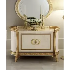 MELODIA Włoska witryna 2 drzwiowa z meandrem Versace 140cm / ArredoClassic