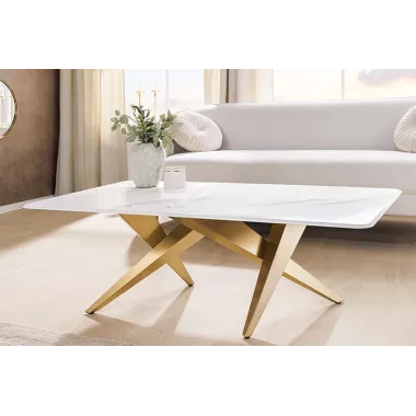 Invicta Stolik kawowy ART LIVING ceramiczny biały blat 130cm / 46204