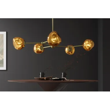 Invicta Lampa wisząca LIQUID DIAMOND 5 szklanych kloszy w kolorze złotym/ 46020