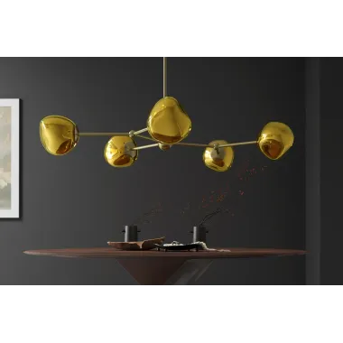 Invicta Lampa wisząca LIQUID DIAMOND 5 szklanych kloszy w kolorze złotym/ 46020