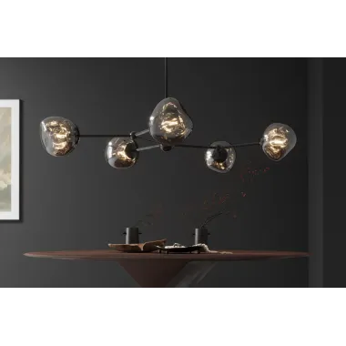 Invicta Lampa wisząca LIQUID DIAMOND 5 szklanych kloszy w kolorze szarym / 46021