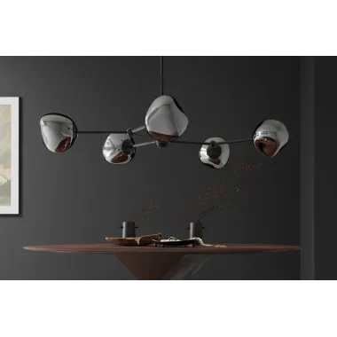 Invicta Lampa wisząca LIQUID DIAMOND 5 szklanych kloszy w kolorze szarym / 46021