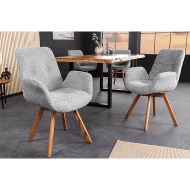 Invicta Krzesło BALTIC obrotowe 360° szare Bouclé 61cm / 44200