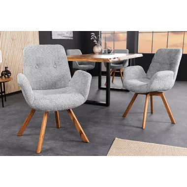 Invicta Krzesło BALTIC obrotowe 360° szare Bouclé 61cm / 44200