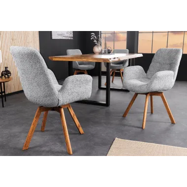 Invicta Krzesło BALTIC obrotowe 360° szare Bouclé 61cm / 44200