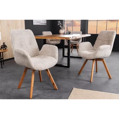 Invicta Krzesło BALTIC obrotowe 360° beżowe Bouclé 61cm / 44199