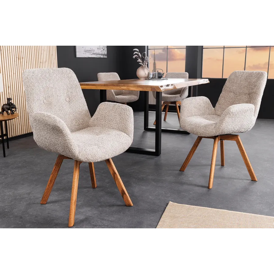 Invicta Krzesło BALTIC obrotowe 360° beżowe Bouclé 61cm / 44199 Invicta Krzesło BALTIC obrotowe 360° beżowe Bouclé 61cm / 44199
