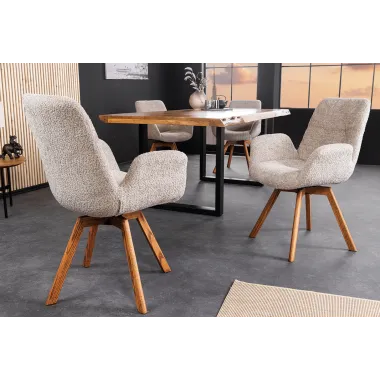 Invicta Krzesło BALTIC obrotowe 360° beżowe Bouclé 61cm / 44199
