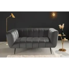 Invicta Sofa Noblesse 2 osobowa szary aksamit 165cm / 45050